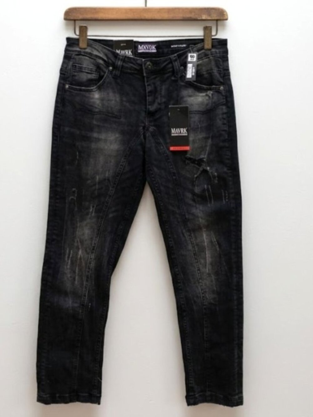 MAVRK JEANS Black Distressed Denim 32 x 32 Button Fly Relaxed Fit Mens UCO 30